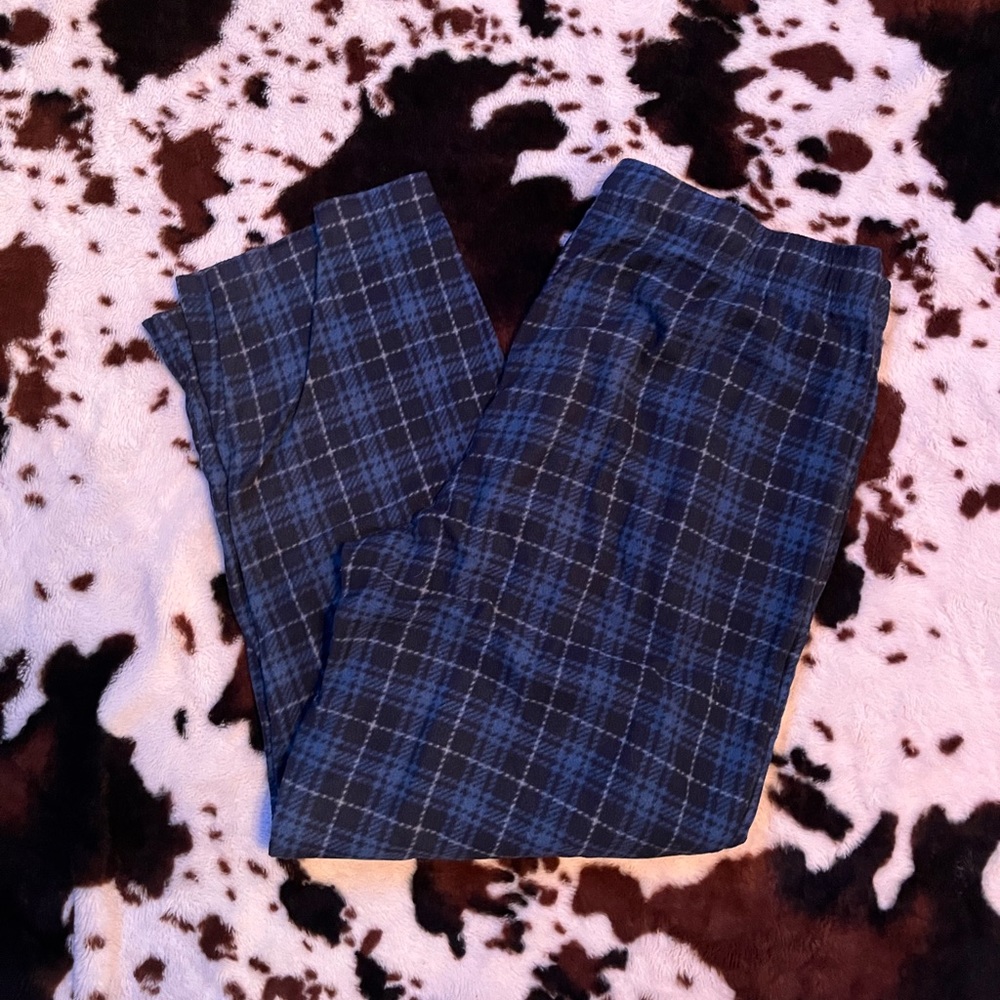 Blue and black plaid sweatpants